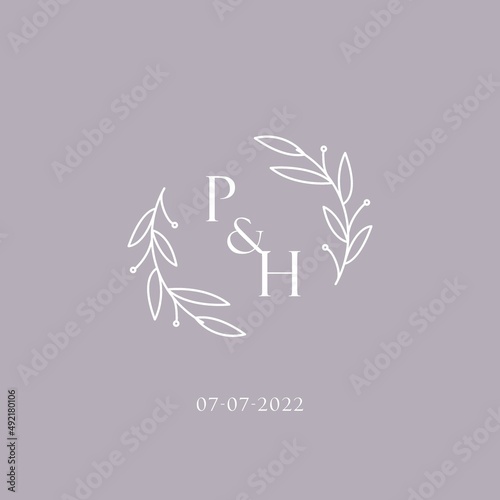 Initials PH wedding monogram logo inspiration