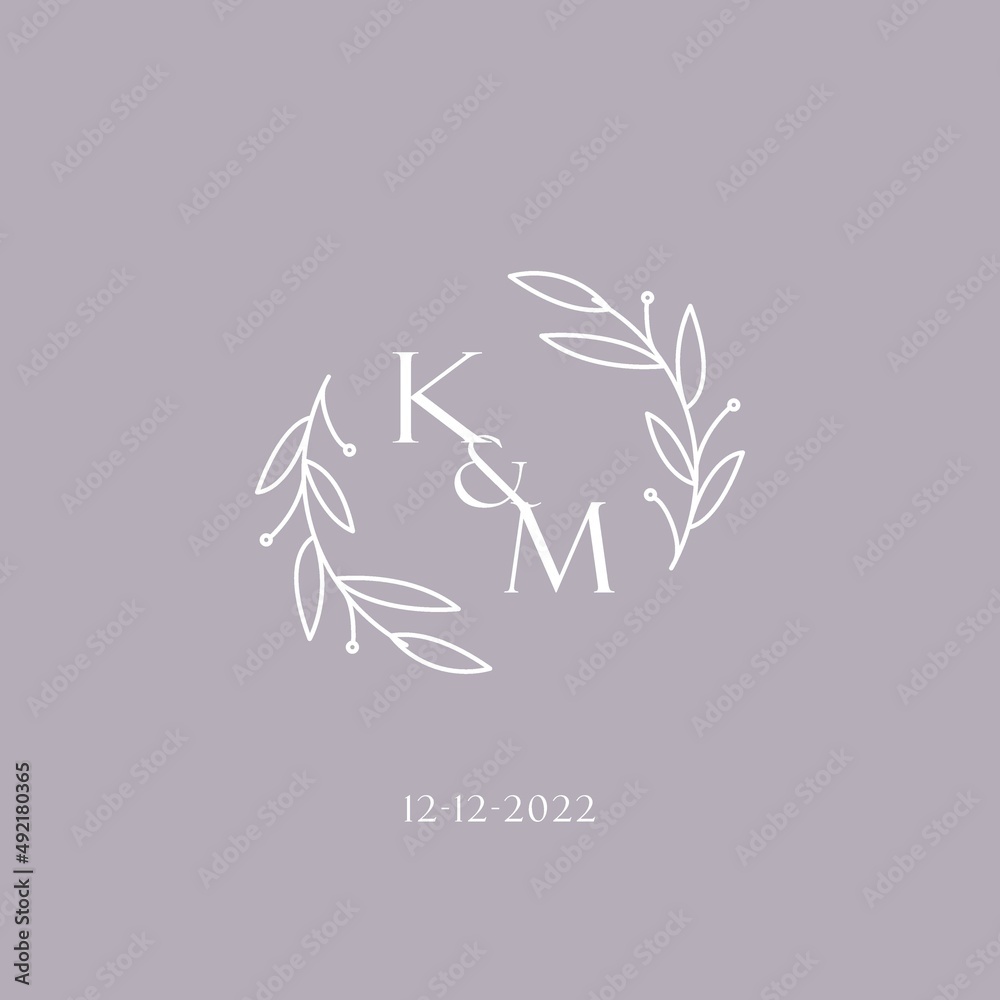 Initials Km Wedding Monogram Logo Inspiration Stock Vector Adobe Stock
