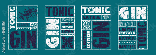 Set of template label for gin tonic