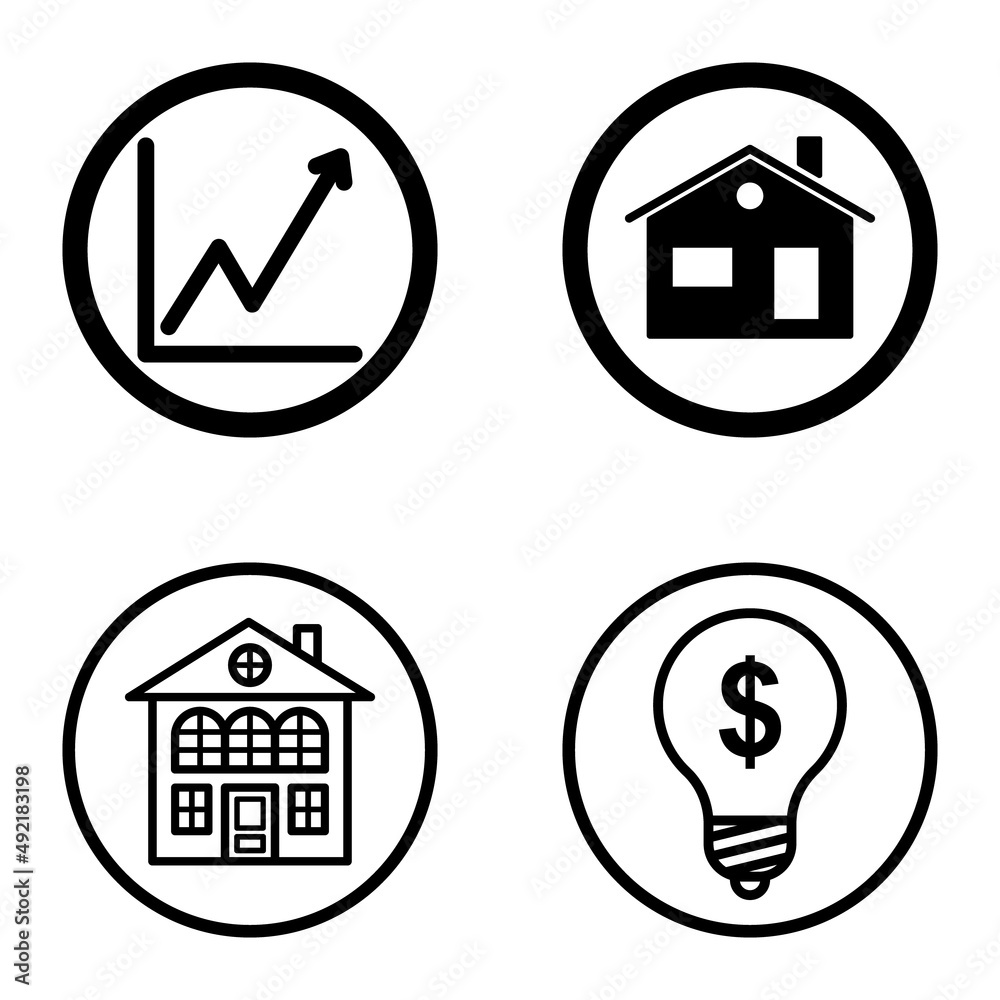 Circles1-2 Flat Icon Set Isolated On White Background