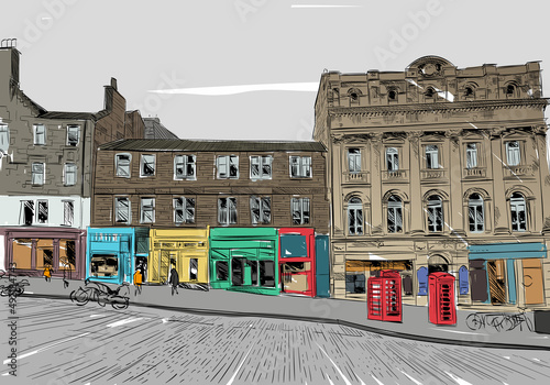 Edinburgh. Scotland. Hand drawn city sketch. Vector illustration.