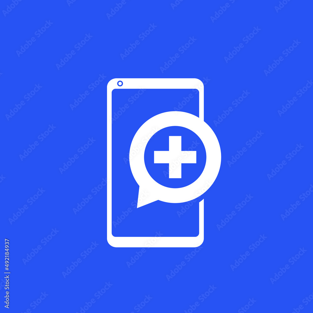 Telemedicine, online medical consultation icon with smart phone Telemedicine, online medical consultation icon with smart phone