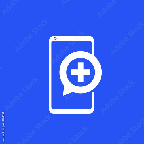 Telemedicine, online medical consultation icon with smart phone