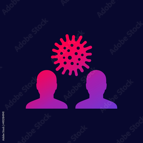 infection icon with virus and people, vector