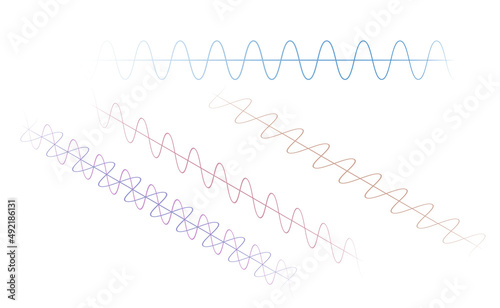 Vector illustration of a conceptual 3D isometric wave liens which are represented in real and imaginary planes
