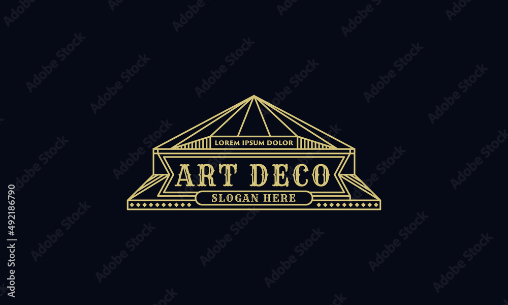 Vintage in art deco badge logo design. Retro style graphic design