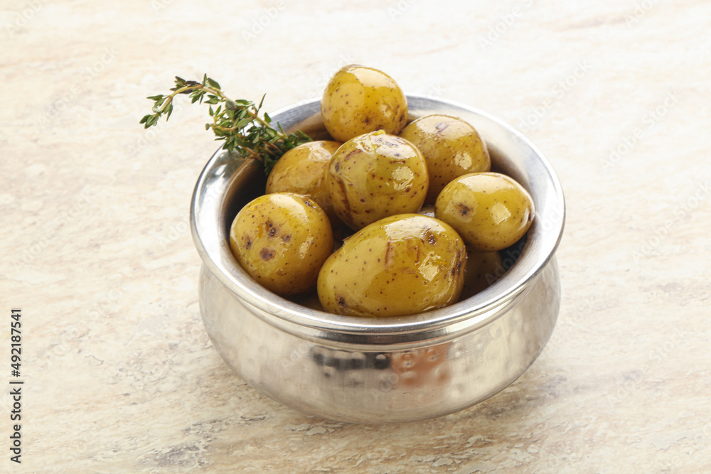 Boiled baby potato in the bowl Boiled baby potato in the bowl