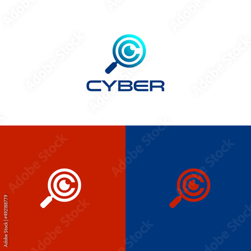 Initial letter c with camera and magnifying glass logo design inspiration