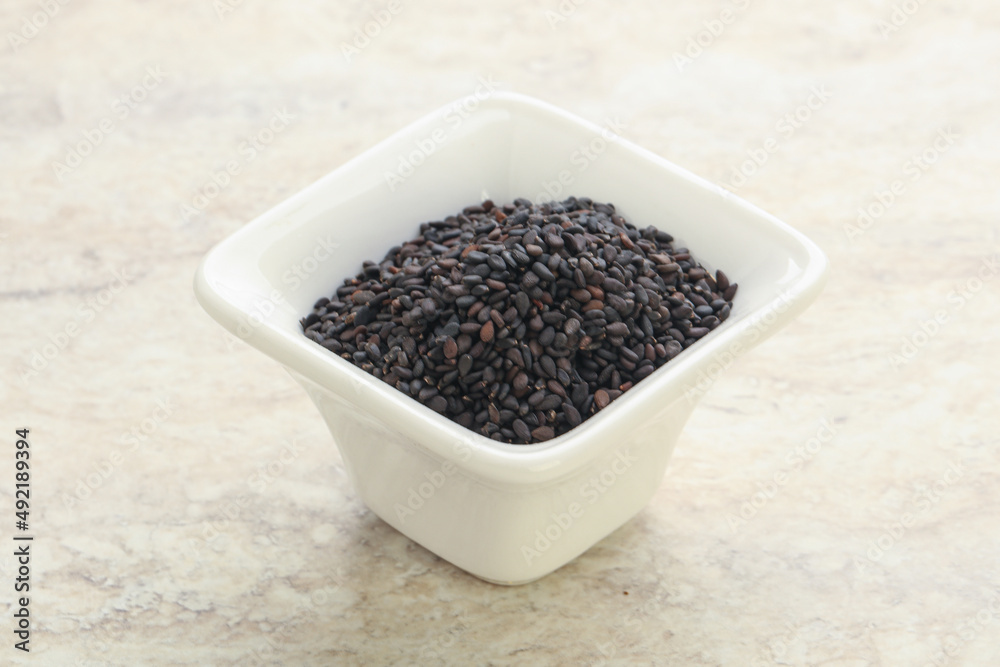 Black sesame seeds in the bowl Black sesame seeds in the bowl