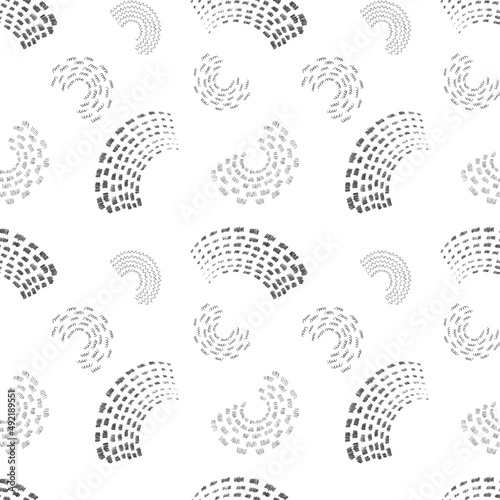 Sketch hatching abstract hand drawn seamless pattern. Linear pencil sketch  doodle collection  crossed  wavy lines  hatch graphic rainbow shape elements isolated on white background