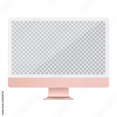 Computer rose screen transparancy view left and front isolated white background. Vector illustration