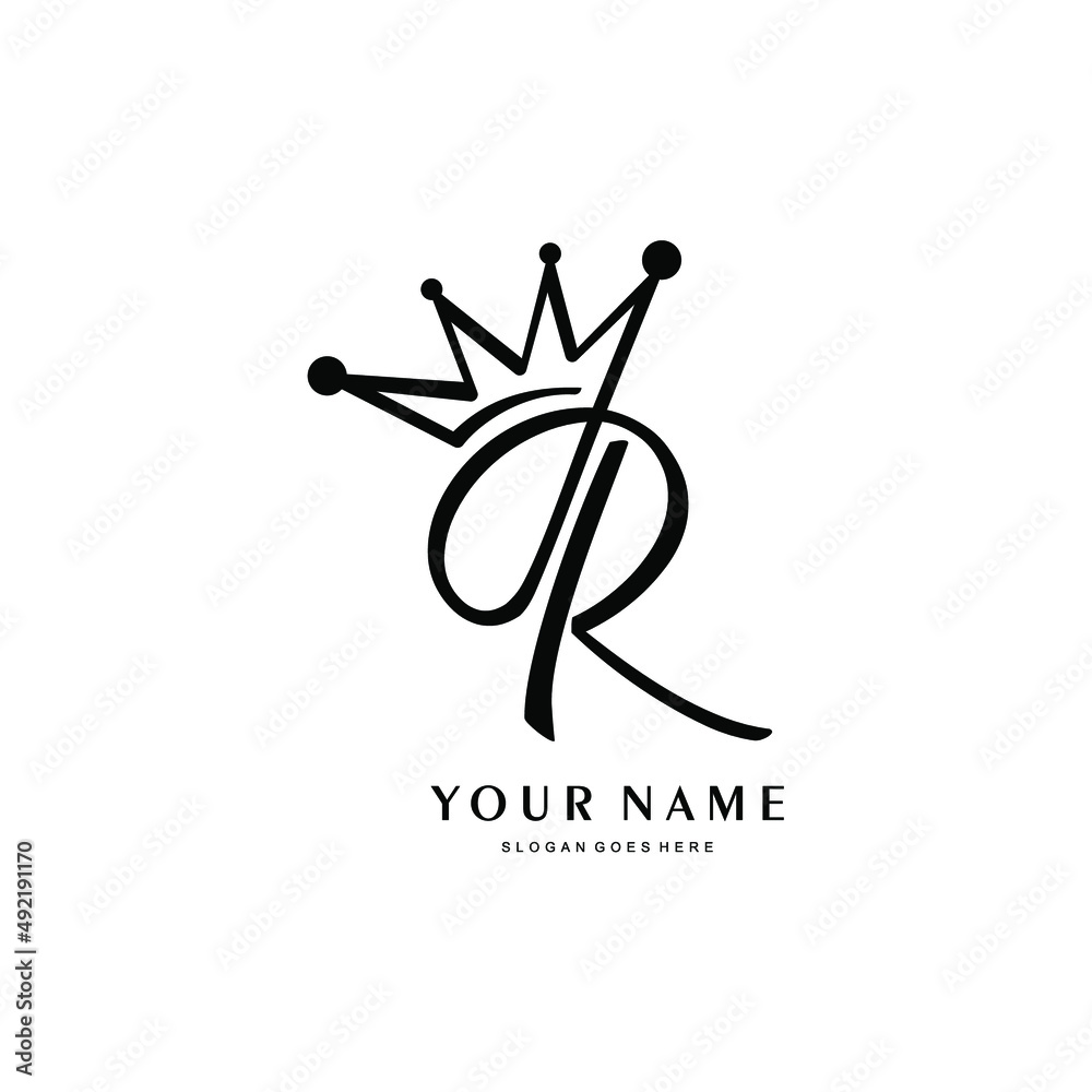 vector letter R logo with crown. simple R logo identity with crown combination vector letter R logo with crown. simple R logo identity with crown combination