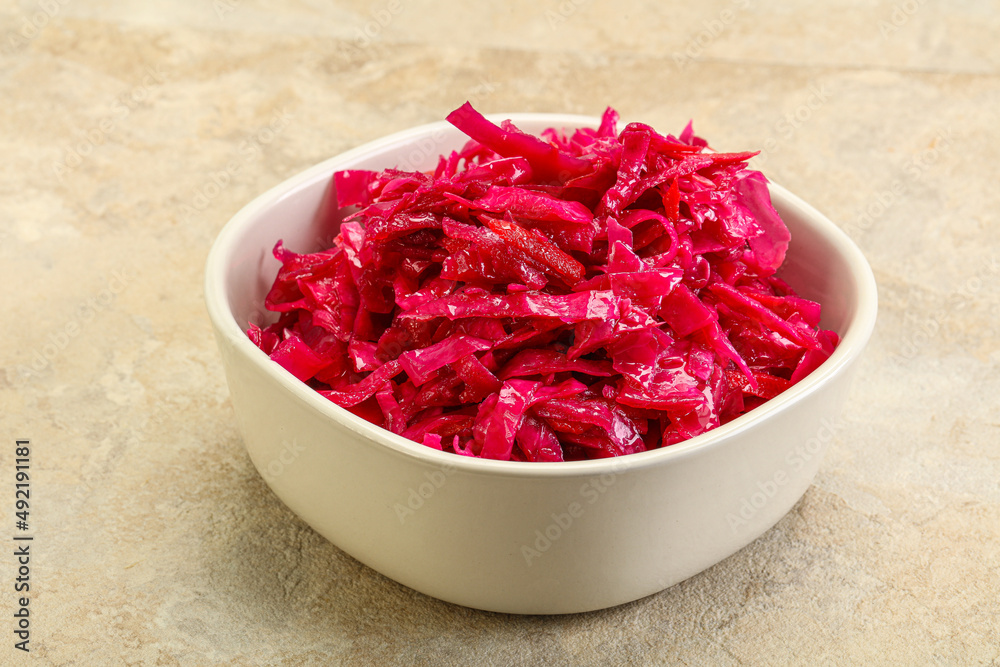 Marinated red cabbage in the bowl Marinated red cabbage in the bowl