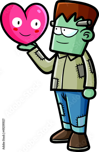 Funny frankenstein staring with heart