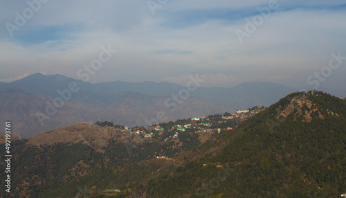 Scenic view of the Himalayan ranges from the george everest peak in mussoorie