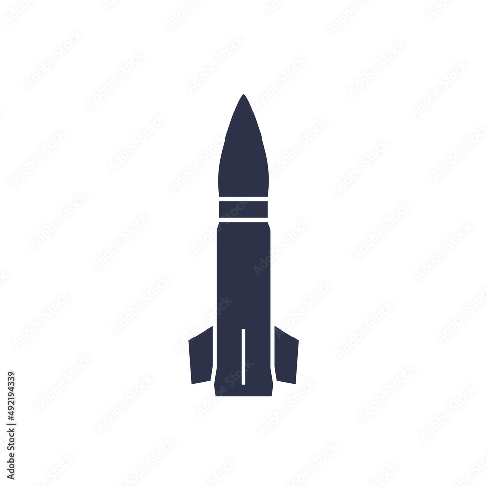 Ballistic missile icon on white