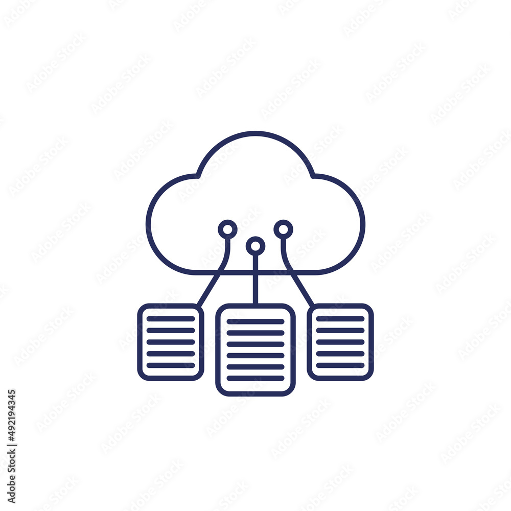 documents in a cloud line icon documents in a cloud line icon