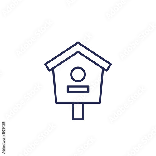 birdhouse icon on white, line vector
