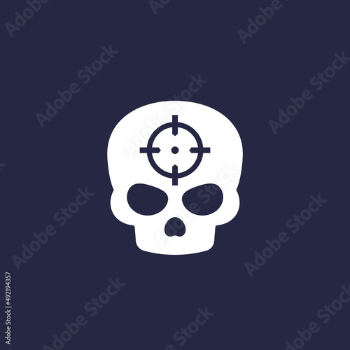 headshot icon with a skull, shot in the head