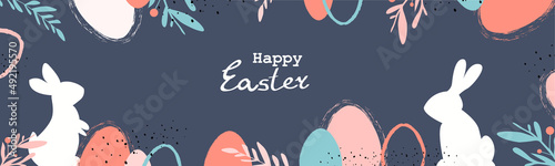 Happy Easter banner. Easter design with typography, Modern minimal style.