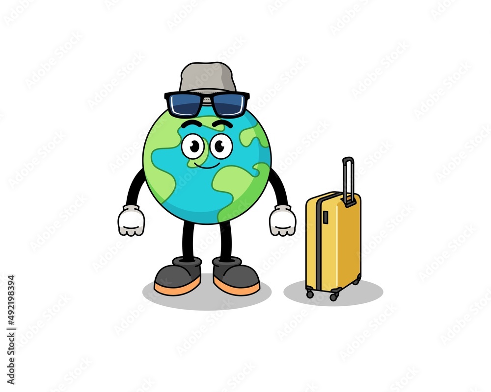 earth mascot doing vacation earth mascot doing vacation