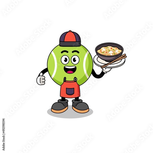 Illustration of tennis ball as an asian chef