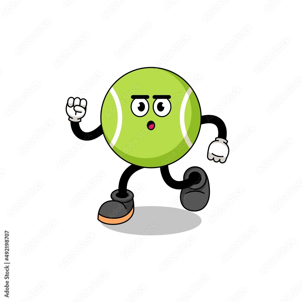 Obraz premium running tennis ball mascot illustration