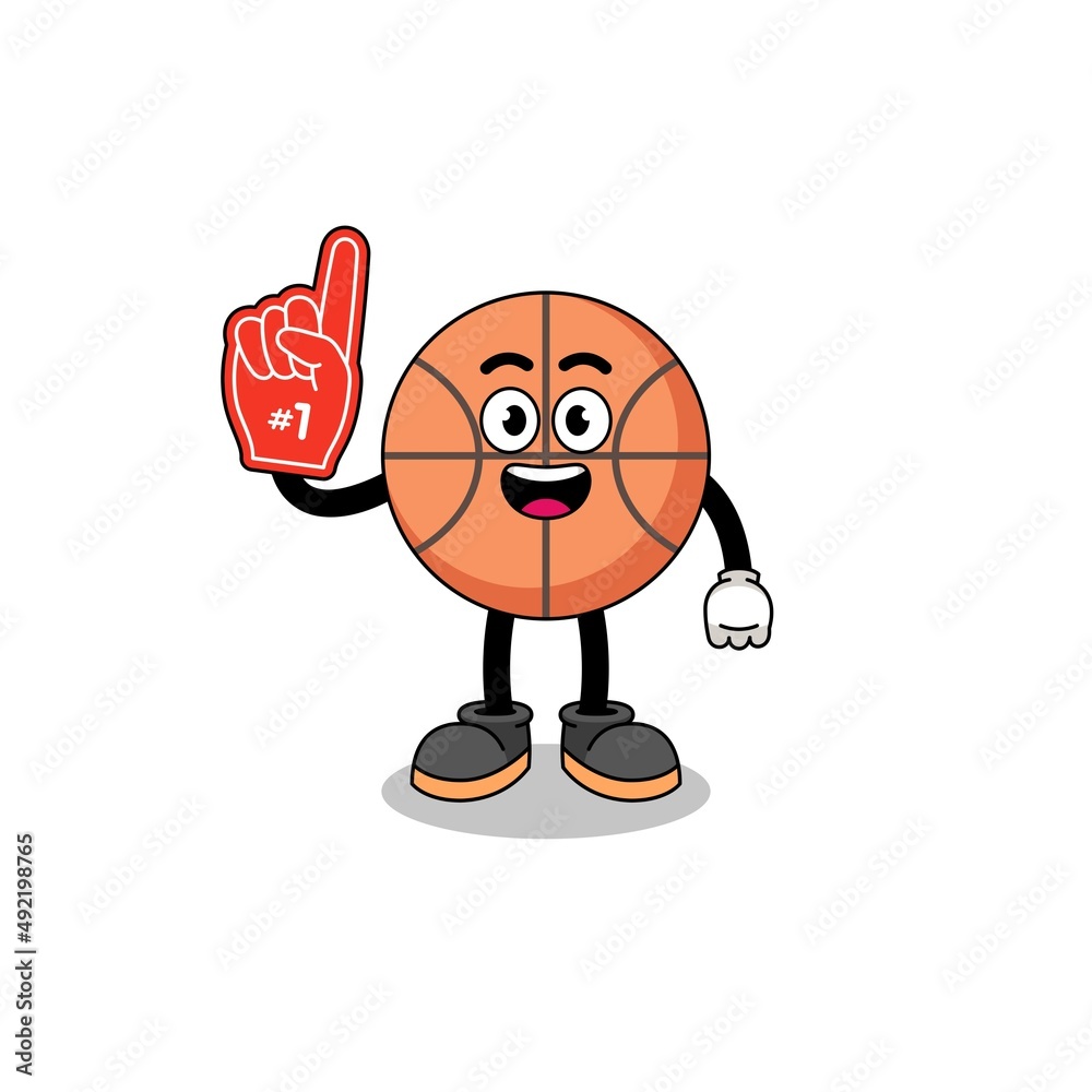 Cartoon mascot of basketball number 1 fans