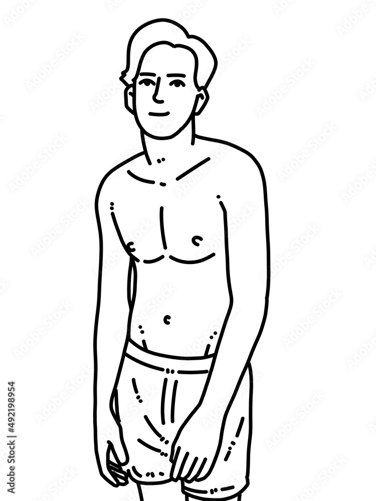 Fototapeta premium black and white of man cartoon on white background