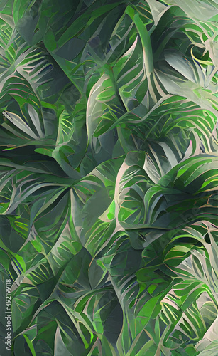 Abstract leave background pattern vector. Tropical monstera leaf design wallpaper. Botanical texture design for print, wall arts, and wallpaper.
