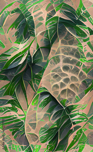 Abstract leave background pattern vector. Tropical monstera leaf design wallpaper. Botanical texture design for print, wall arts, and wallpaper.
