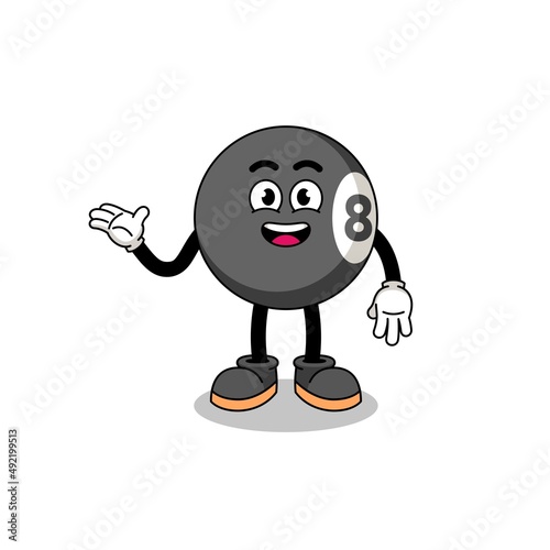 billiard ball cartoon with welcome pose