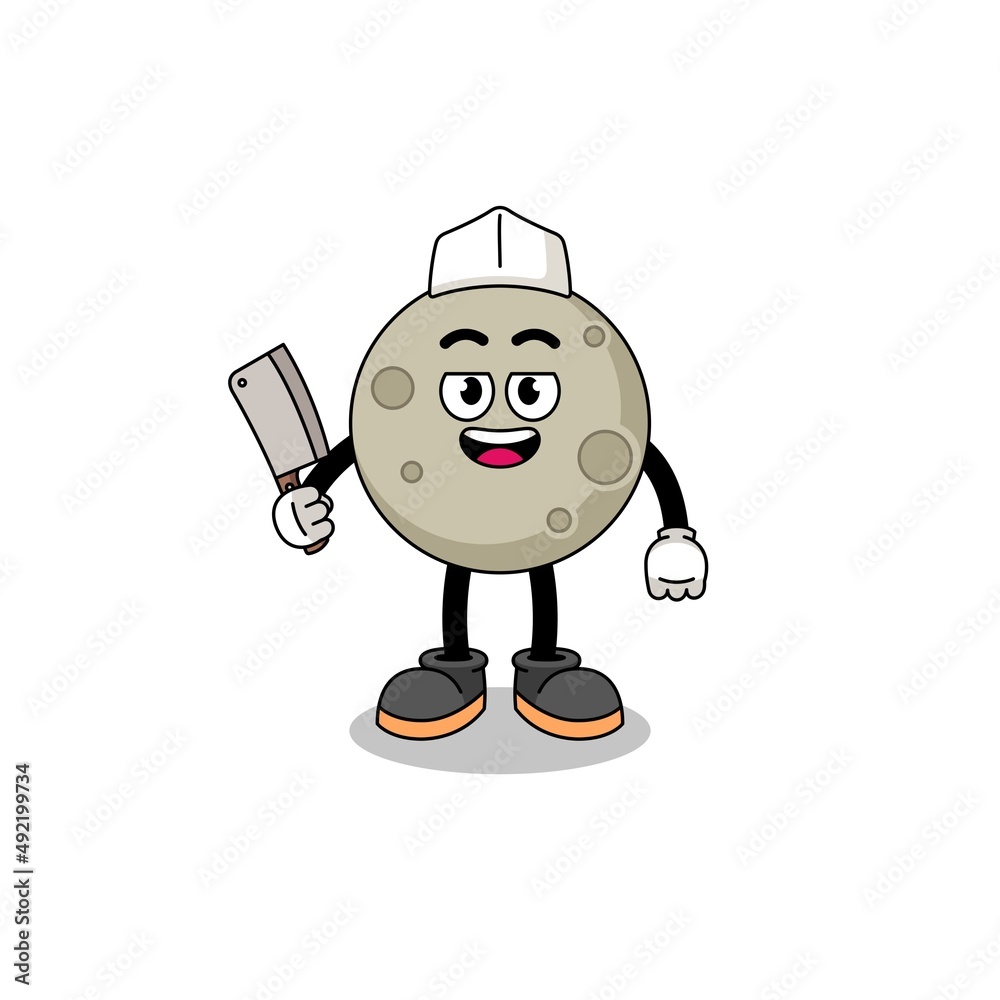 Mascot of moon as a butcher Mascot of moon as a butcher