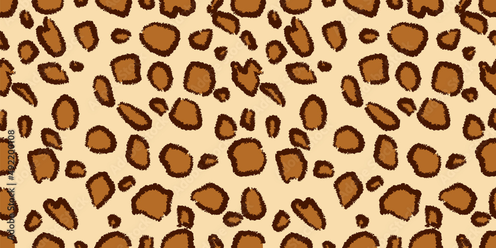 Seamless leopard fur pattern. Fashionable wild leopard print background. Stylish vector orange and brown illustration Seamless leopard fur pattern. Fashionable wild leopard print background. Stylish vector orange and brown illustration