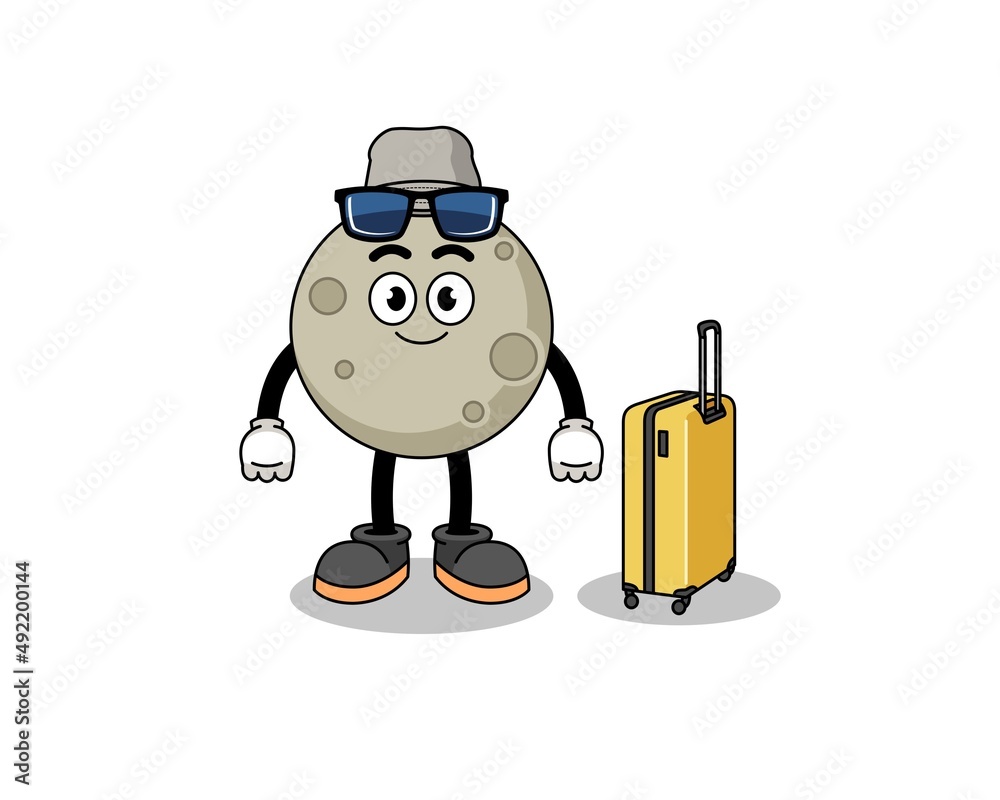 moon mascot doing vacation moon mascot doing vacation