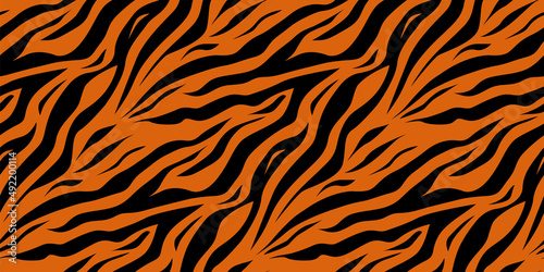 Tiger or zebra fur repeating texture. Seamless vector pattern