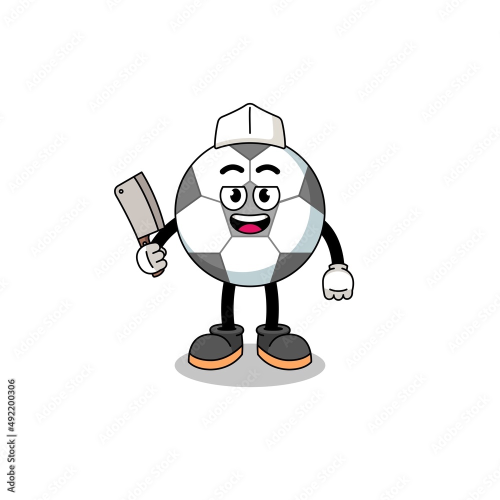 Mascot of soccer ball as a butcher Mascot of soccer ball as a butcher