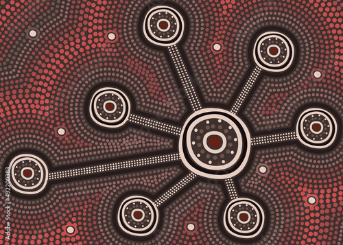 Connection concept aboriginal vector dot painting