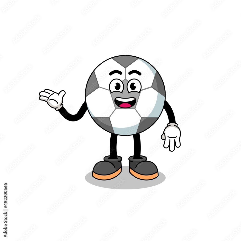 soccer ball cartoon with welcome pose soccer ball cartoon with welcome pose