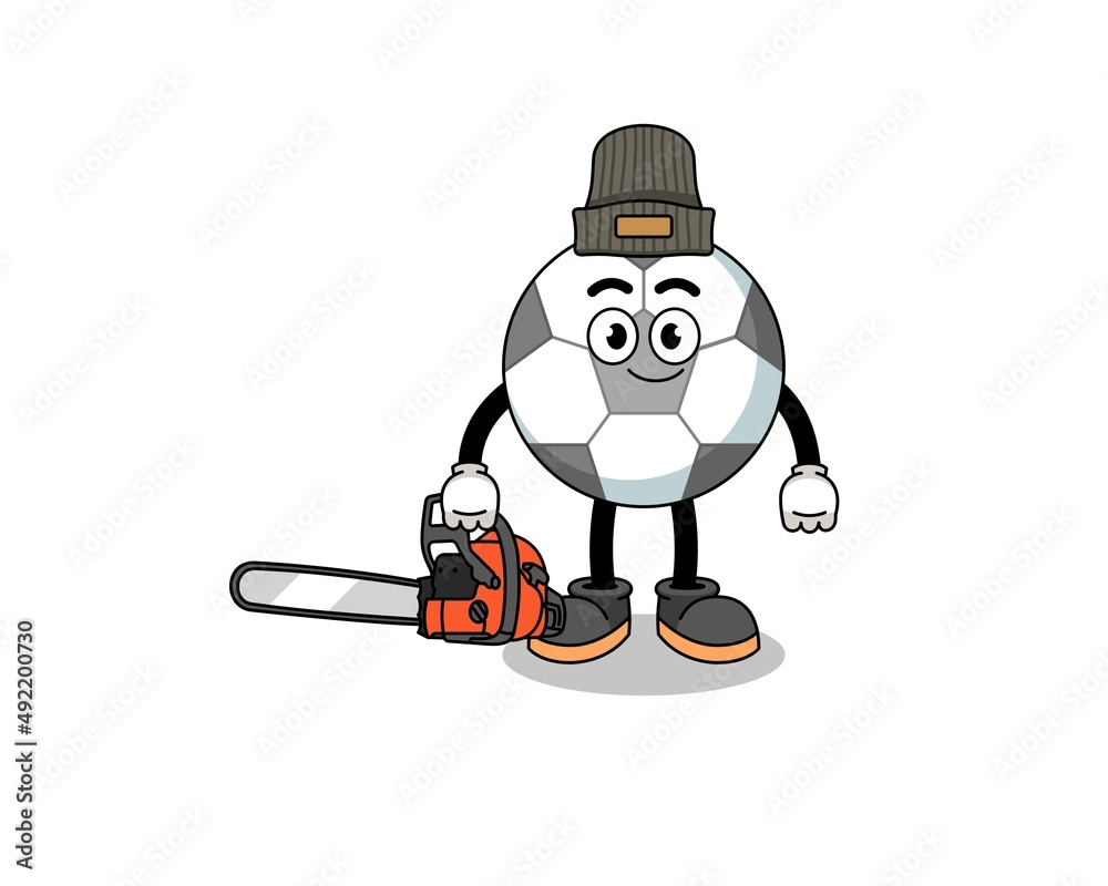 soccer ball illustration cartoon as a lumberjack