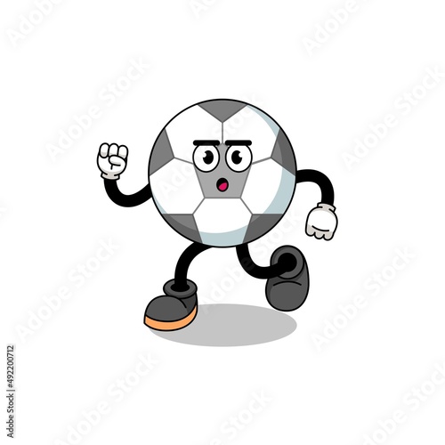 running soccer ball mascot illustration