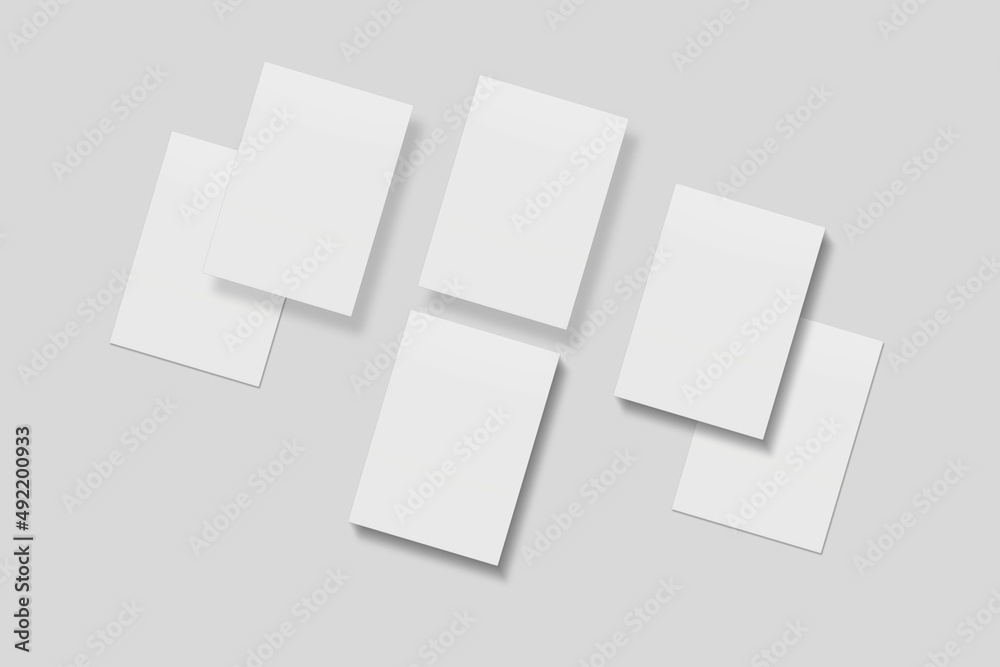 Blank paper for mockup. 3D Render. Blank paper for mockup. 3D Render.