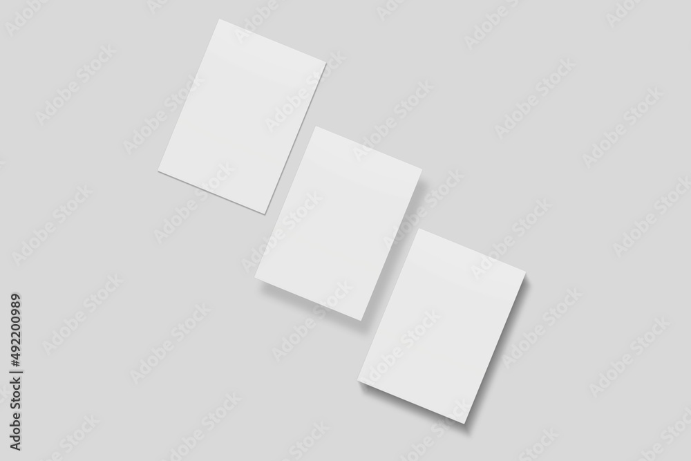 Blank paper for mockup. 3D Render. Blank paper for mockup. 3D Render.