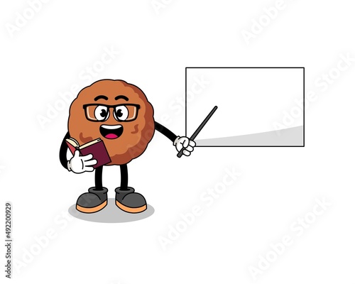 Mascot cartoon of meatball teacher