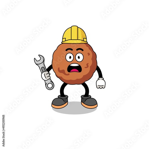 Character Illustration of meatball with 404 error