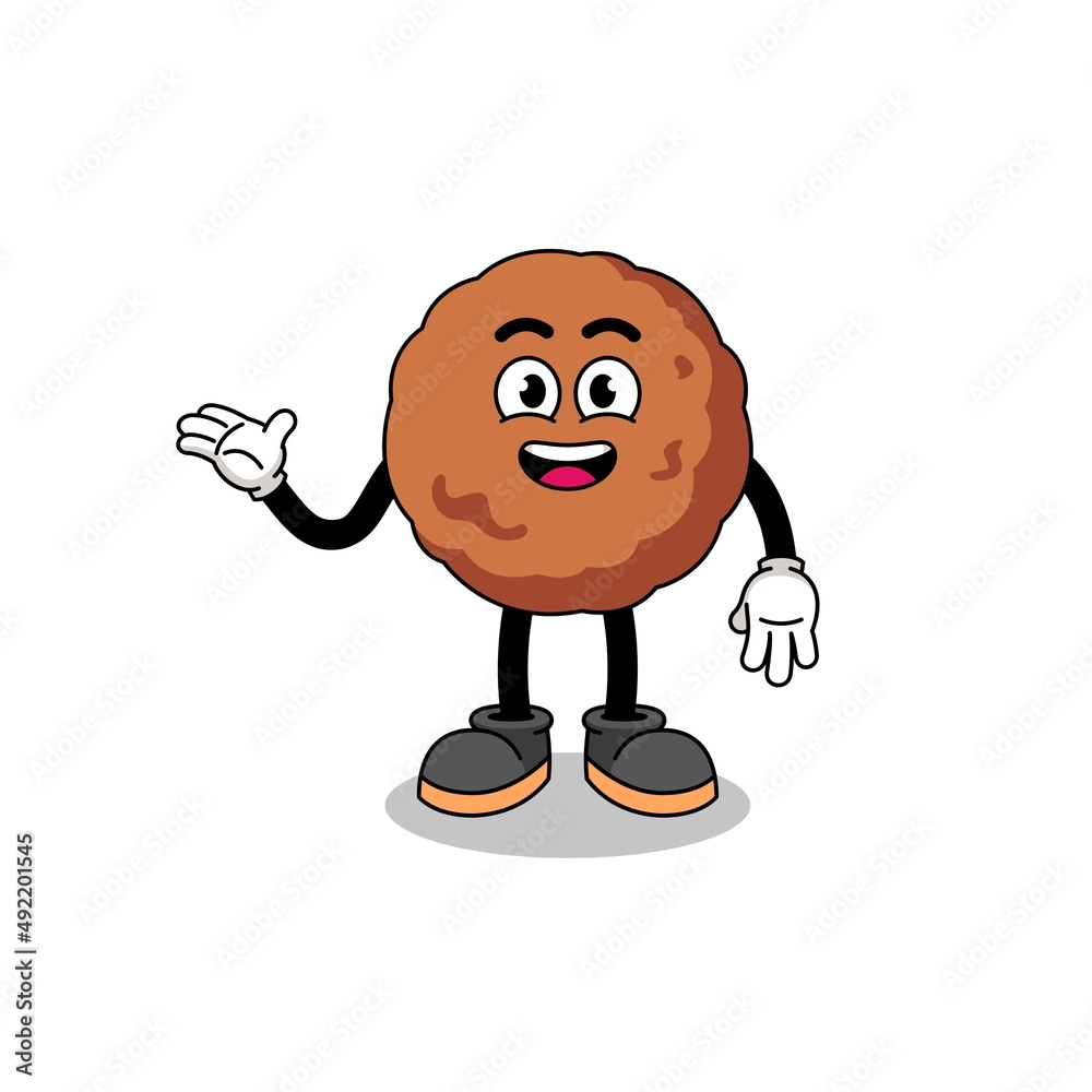 meatball cartoon with welcome pose meatball cartoon with welcome pose