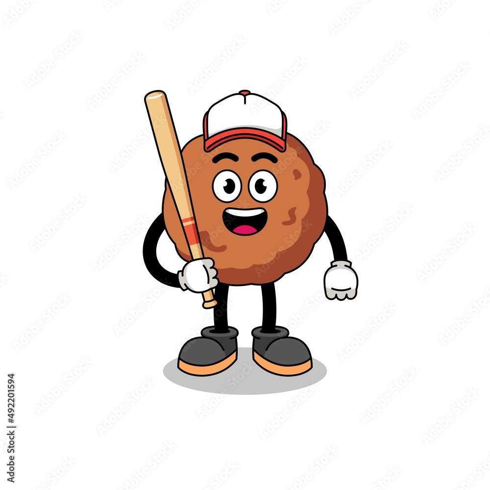 meatball mascot cartoon as a baseball player meatball mascot cartoon as a baseball player