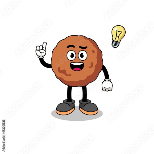 meatball cartoon with get an idea pose