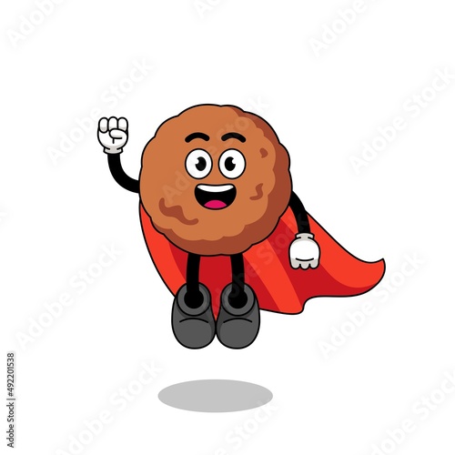 meatball cartoon with flying superhero
