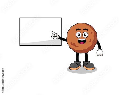 meatball illustration doing a presentation